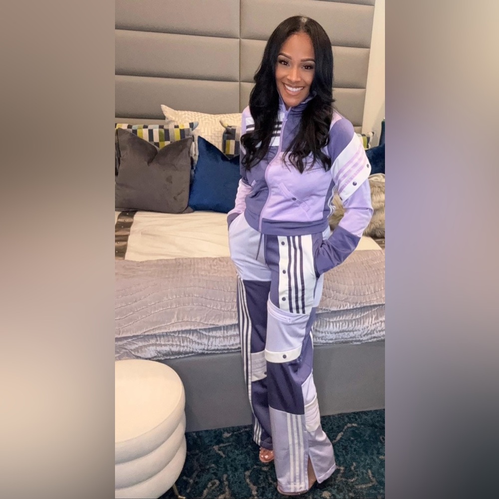 Women's Purple and White Jumpsuit